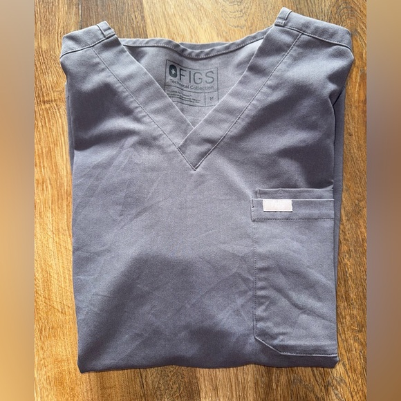 Figs Gray V-Neck Scrub Top - Picture 1 of 8